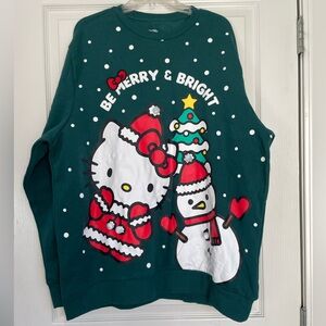 Hello Kitty Christmas Be Merry & Bright Sweatshirt size XXL Green